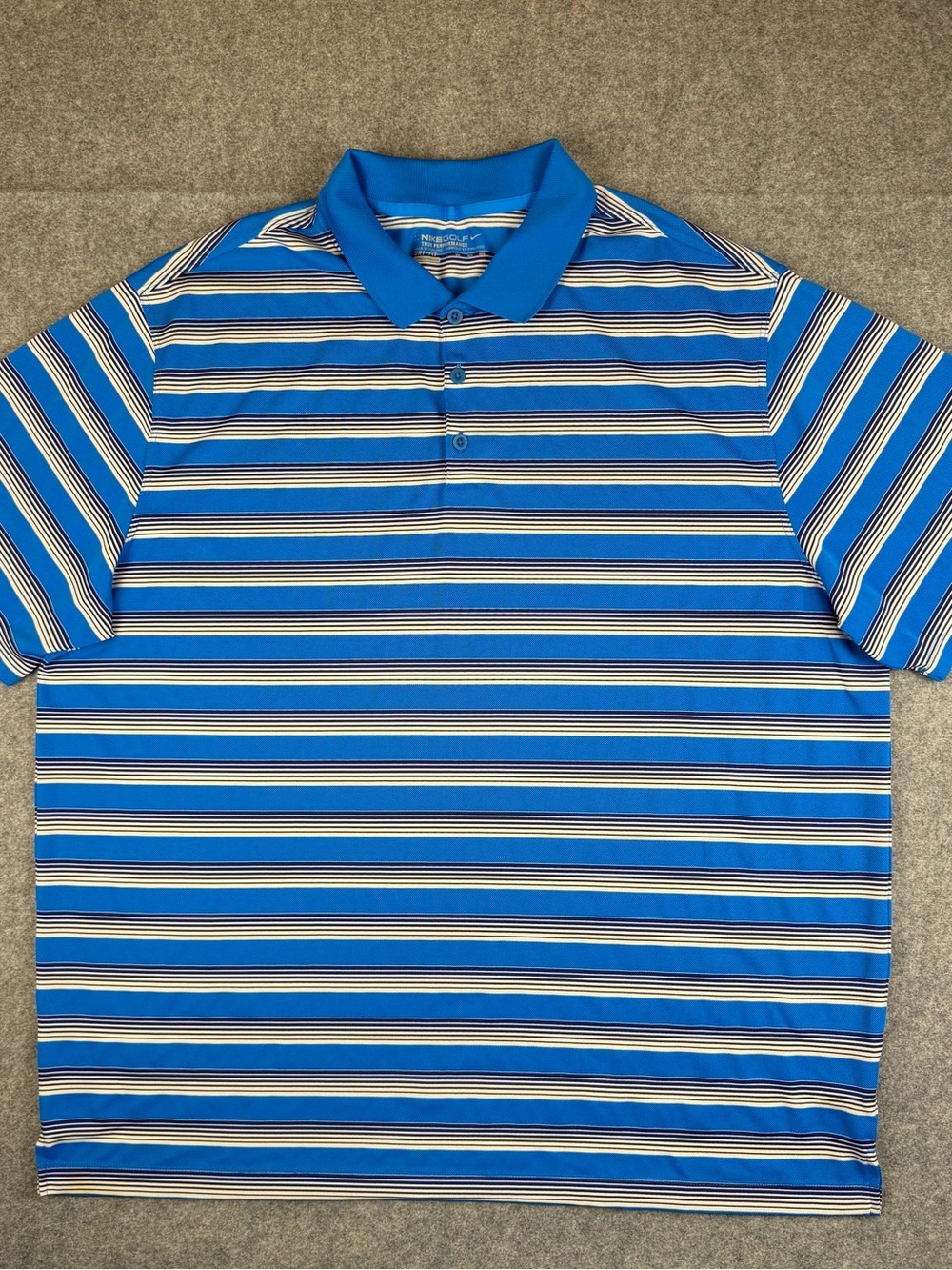 Nike Golf Dri‑FIT Polo Shirt Men’s XXL Blue Striped Tour Performance Short Sleev